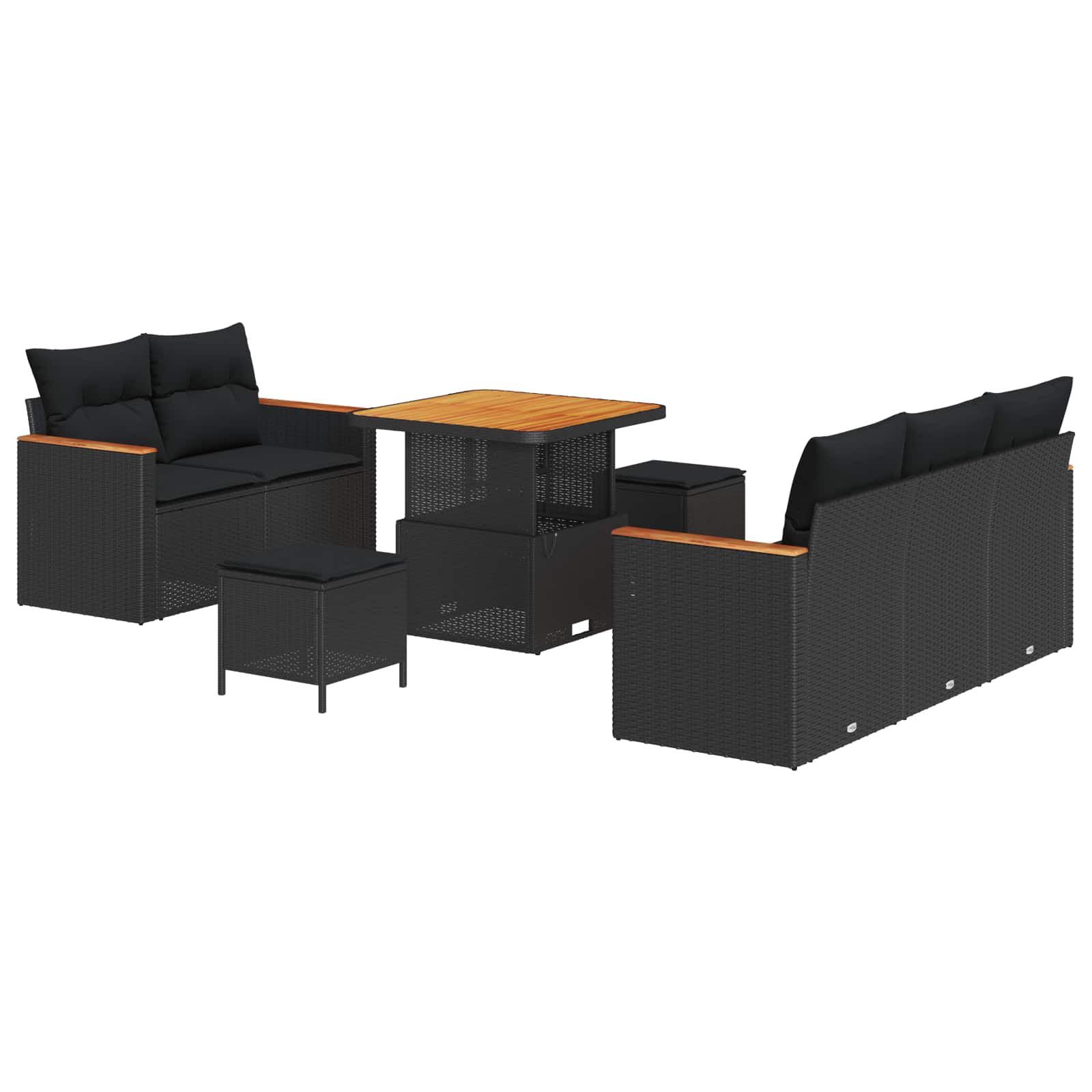 Gartensofa-set 8 pcs Schwarz Poly-Rattan