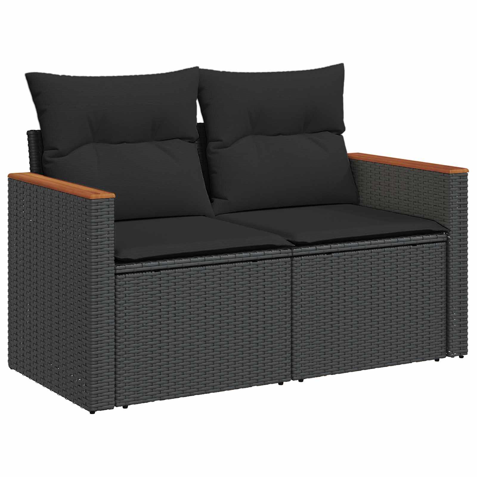 Gartensofa-set 8 pcs Schwarz Poly-Rattan