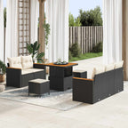 Gartensofa-set 8 pcs Schwarz Poly-Rattan