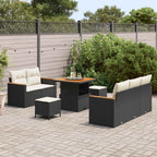 Gartensofa-set 8 pcs Schwarz Poly-Rattan