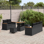 Gartensofa-set 8 pcs Schwarz Poly-Rattan