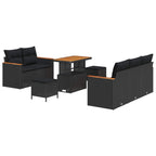 Gartensofa-set 8 pcs Schwarz Poly-Rattan