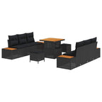 Gartensofa-set 9 pcs Schwarz Poly-Rattan