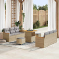 Gartensofa-set 9 pcs Beige Poly-Rattan