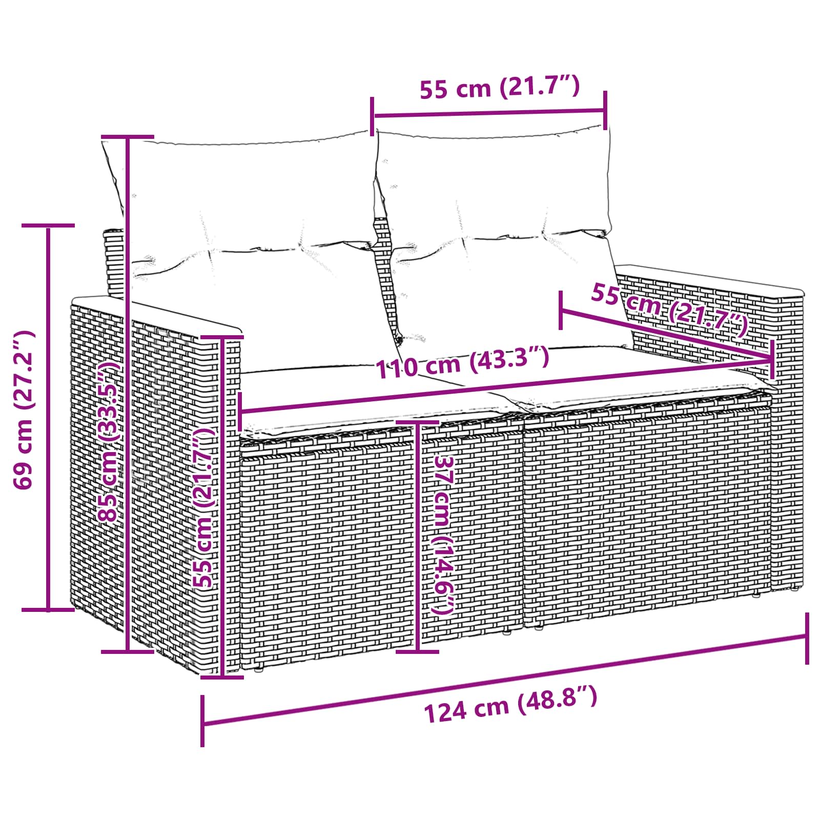 Gartensofa-set 9 pcs Beige Poly-Rattan