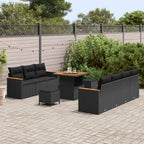 Gartensofa-set 10 pcs Schwarz Poly-Rattan