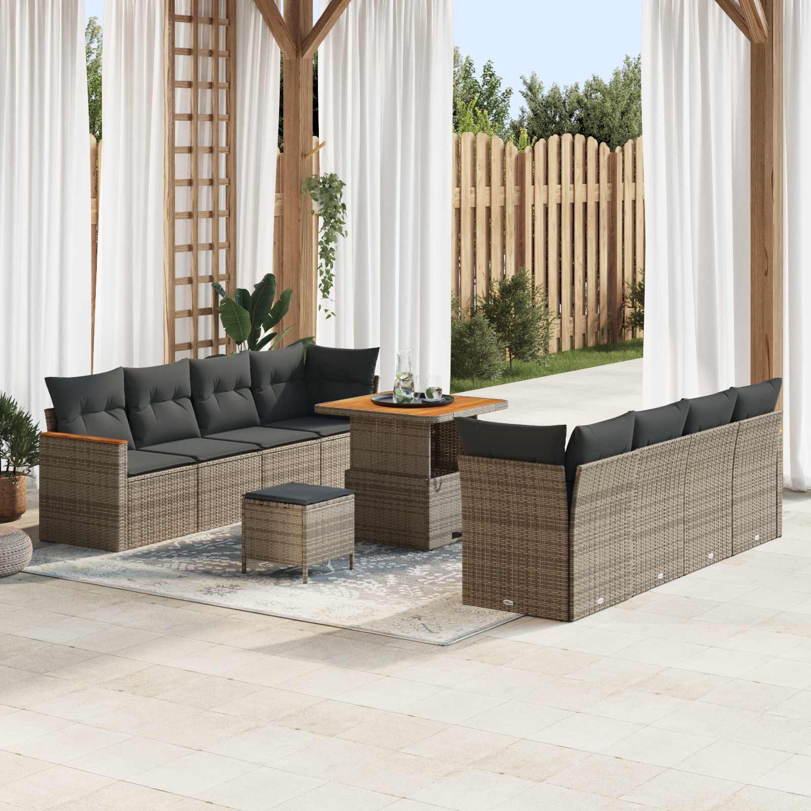 Gartensofa-set 11 pcs Grau Poly-Rattan