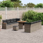 Gartensofa-set 11 pcs Grau Poly-Rattan