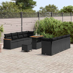 Gartensofa-set 11 pcs Schwarz Poly-Rattan