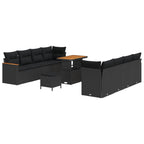 Gartensofa-set 11 pcs Schwarz Poly-Rattan