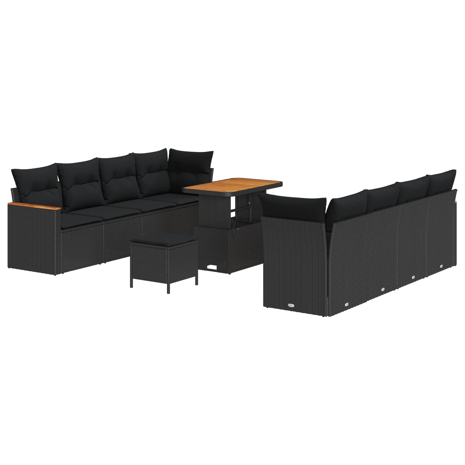 Gartensofa-set 11 pcs Schwarz Poly-Rattan