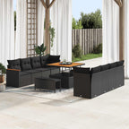 Gartensofa-set 11 pcs Schwarz Poly-Rattan