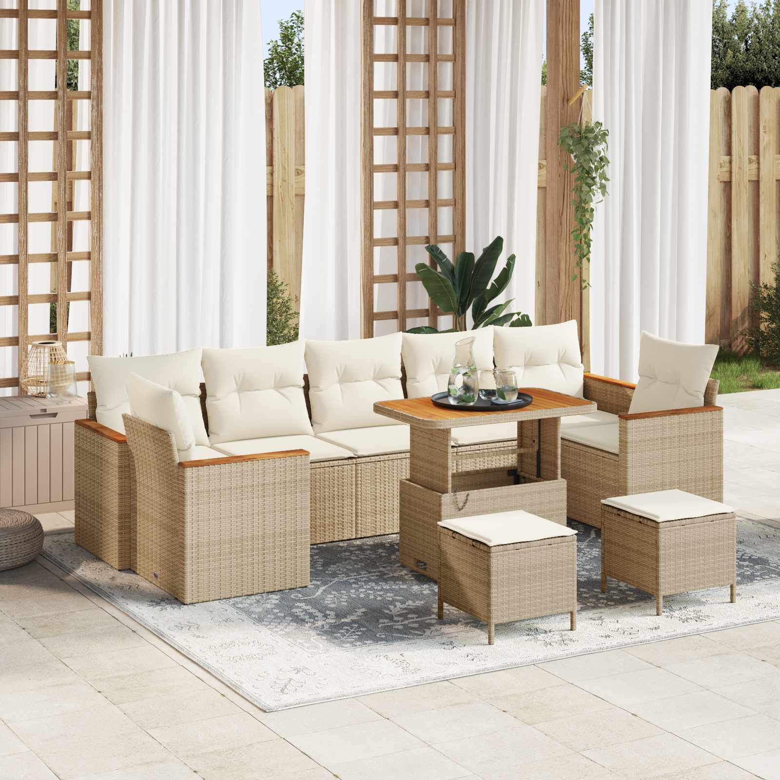 Gartensofa-set 10 pcs Beige Poly-Rattan