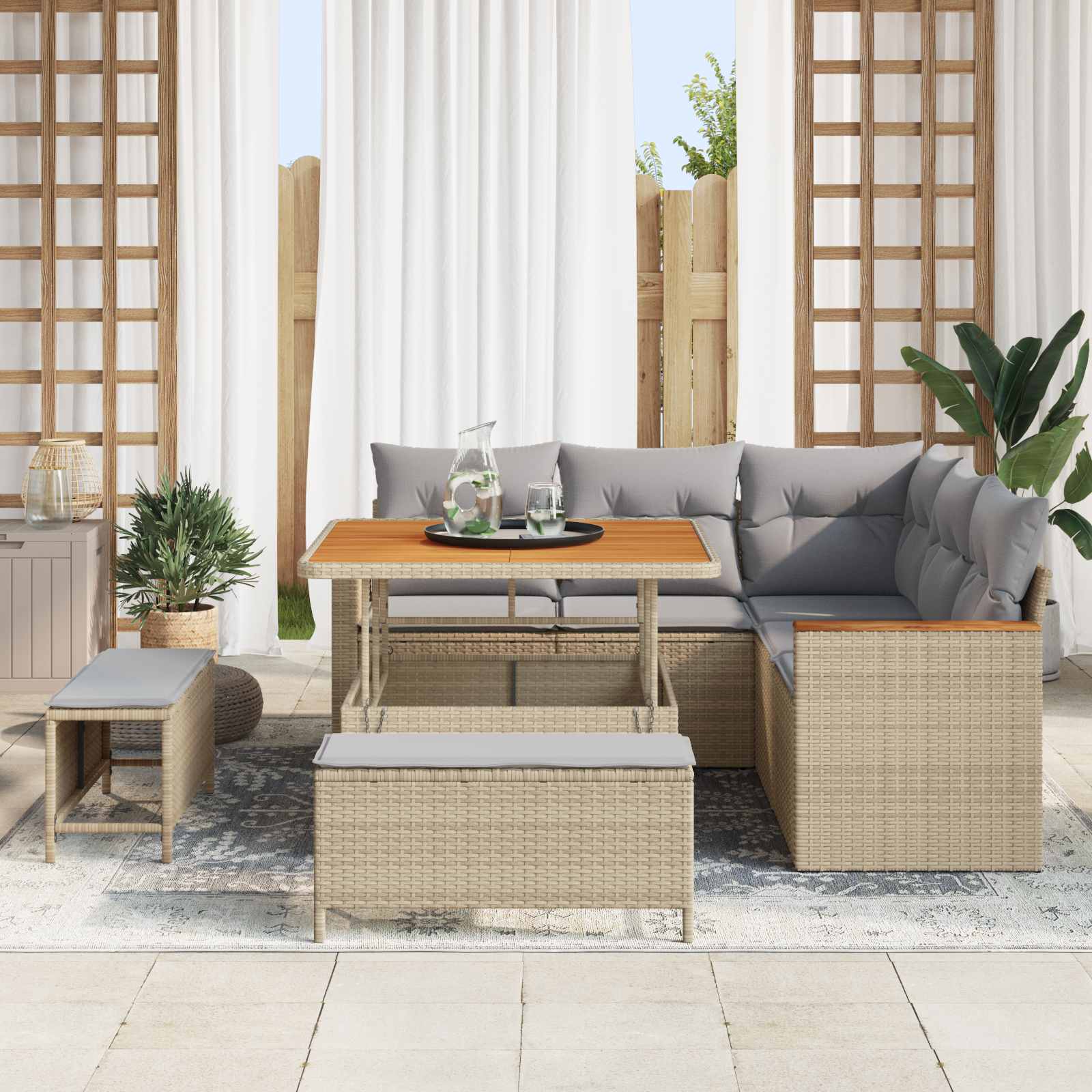 Gartensofa-set 8 pcs Beige Poly-Rattan