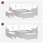 Gartensofa-set 8 pcs Grau Poly-Rattan