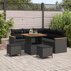 Gartensofa-set 8 pcs Schwarz Poly-Rattan