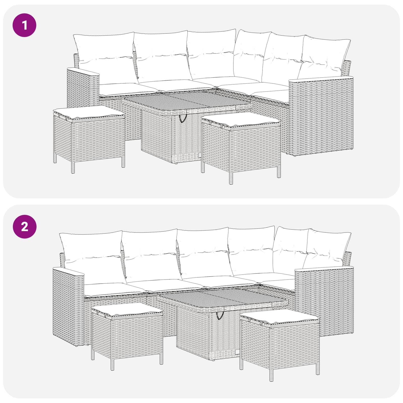 Gartensofa-set 8 pcs Schwarz Poly-Rattan