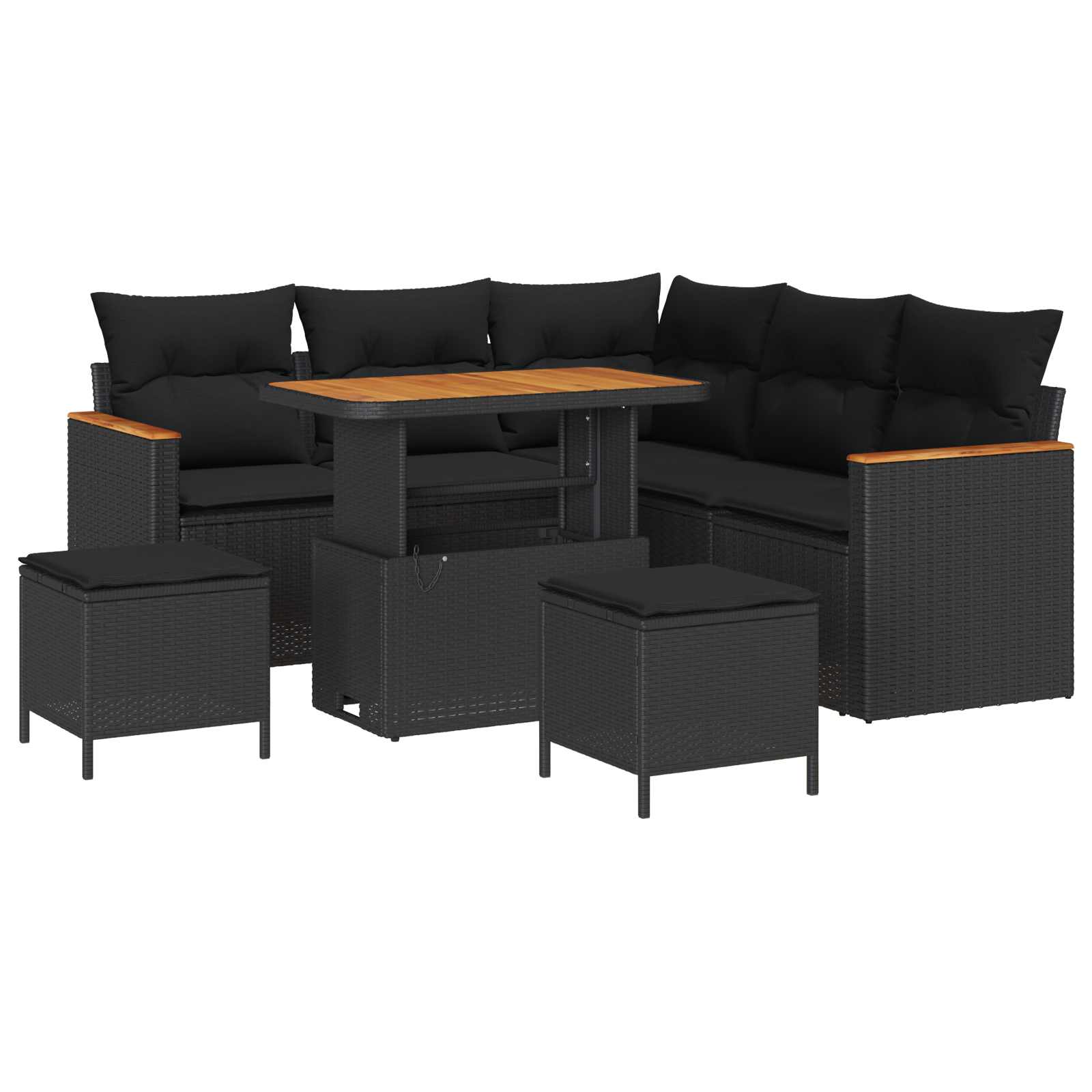 Gartensofa-set 8 pcs Schwarz Poly-Rattan