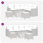 Gartensofa-set 8 pcs Schwarz Poly-Rattan