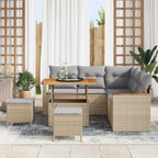 Gartensofa-set 8 pcs Beige Poly-Rattan