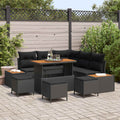 Gartensofa-set 9 pcs Schwarz Poly-Rattan