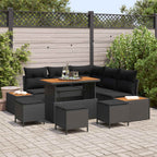 Gartensofa-set 9 pcs Schwarz Poly-Rattan