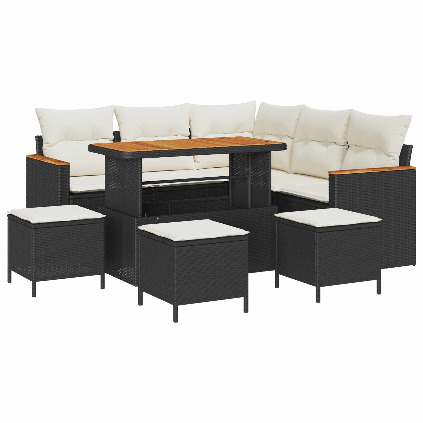 Gartensofa-set 9 pcs Schwarz Poly-Rattan