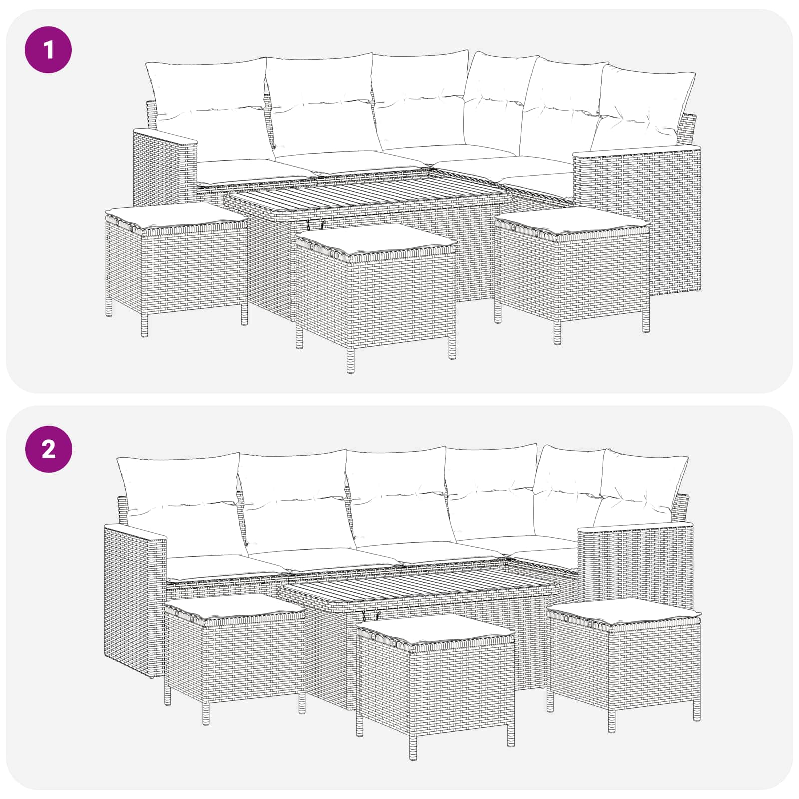 Gartensofa-set 9 pcs Schwarz Poly-Rattan