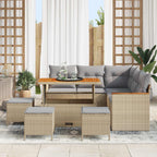 Gartensofa-set 9 pcs Beige Poly-Rattan