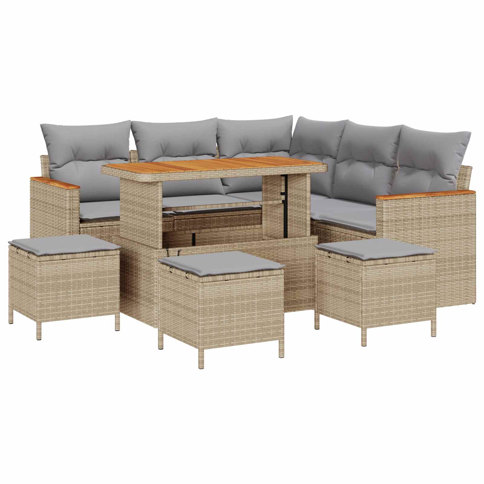 Gartensofa-set 9 pcs Beige Poly-Rattan