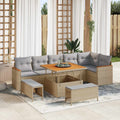 Gartensofa-set 9 pcs Beige Poly-Rattan