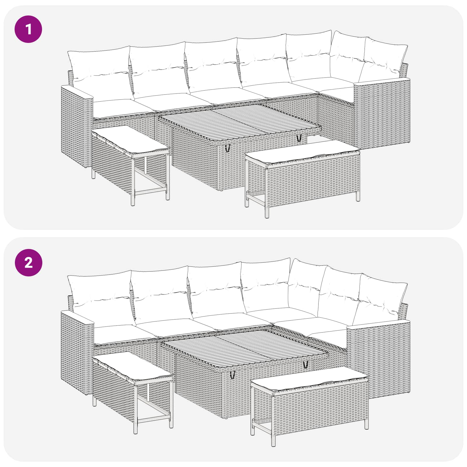 Gartensofa-set 9 pcs Beige Poly-Rattan