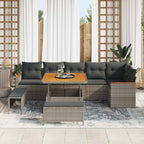 Gartensofa-set 9 pcs Grau Poly-Rattan