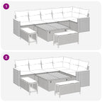 Gartensofa-set 9 pcs Grau Poly-Rattan