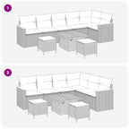 Gartensofa-set 9 pcs Beige Poly-Rattan