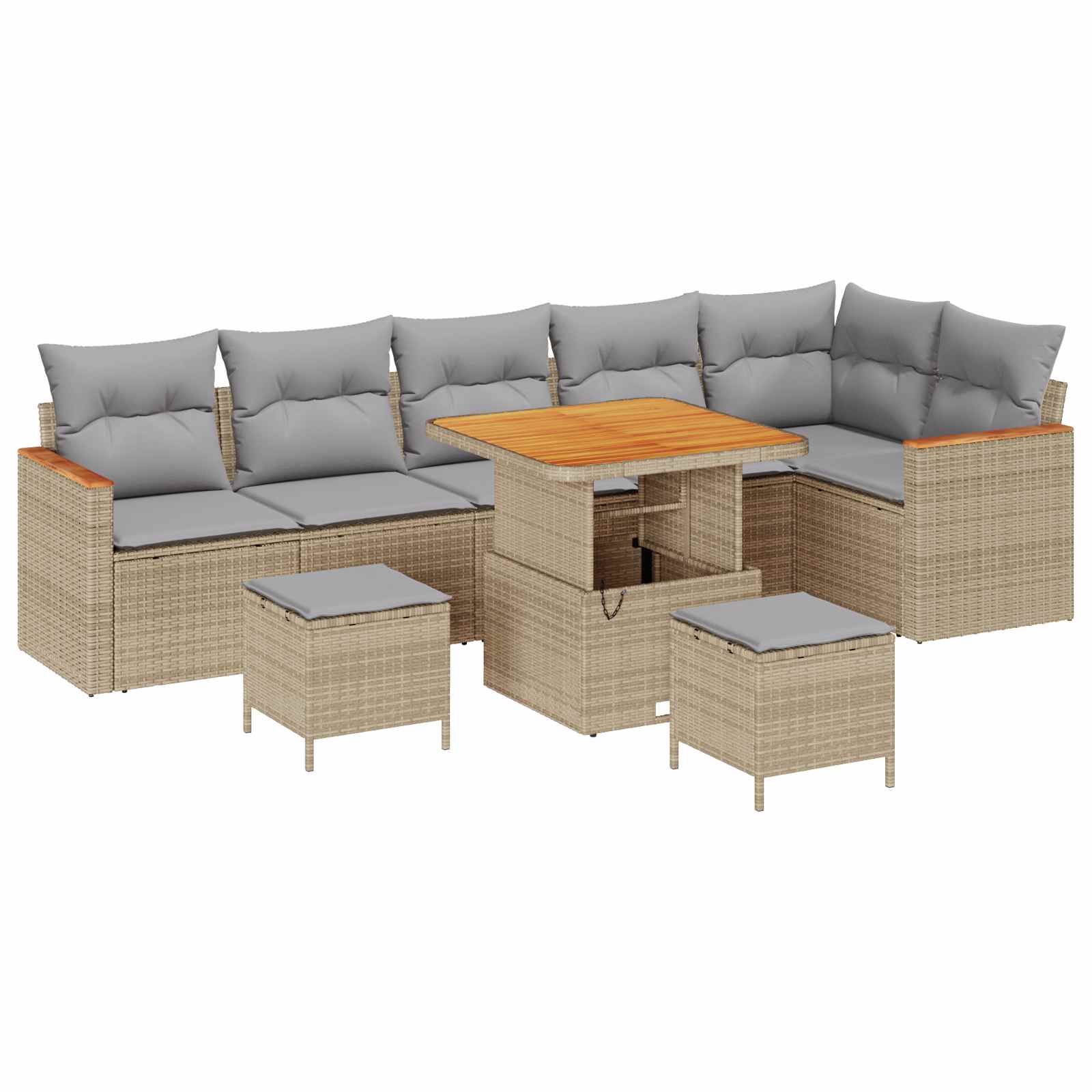Gartensofa-set 9 pcs Beige Poly-Rattan