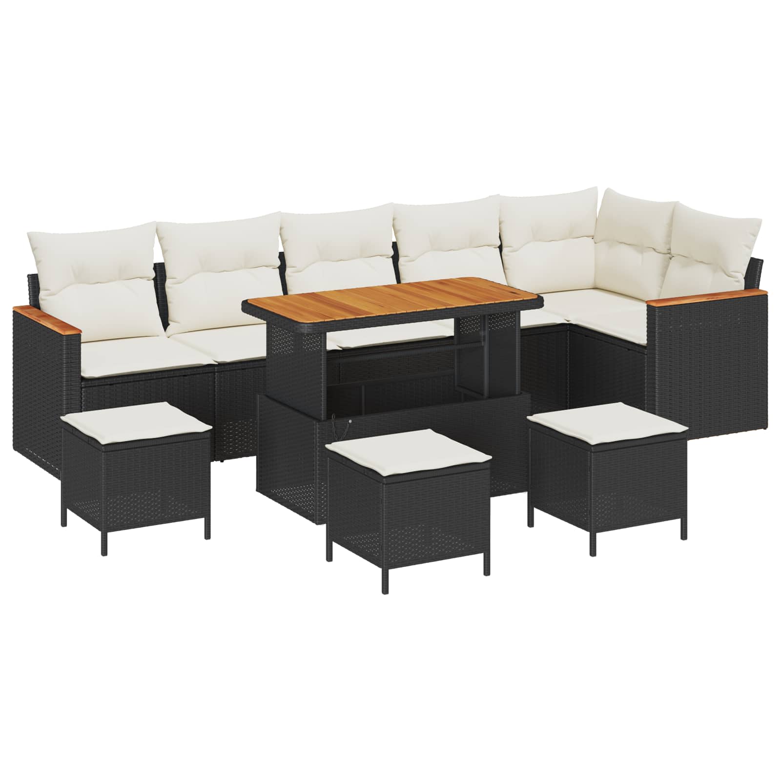 Gartensofa-set 10 pcs Schwarz Poly-Rattan