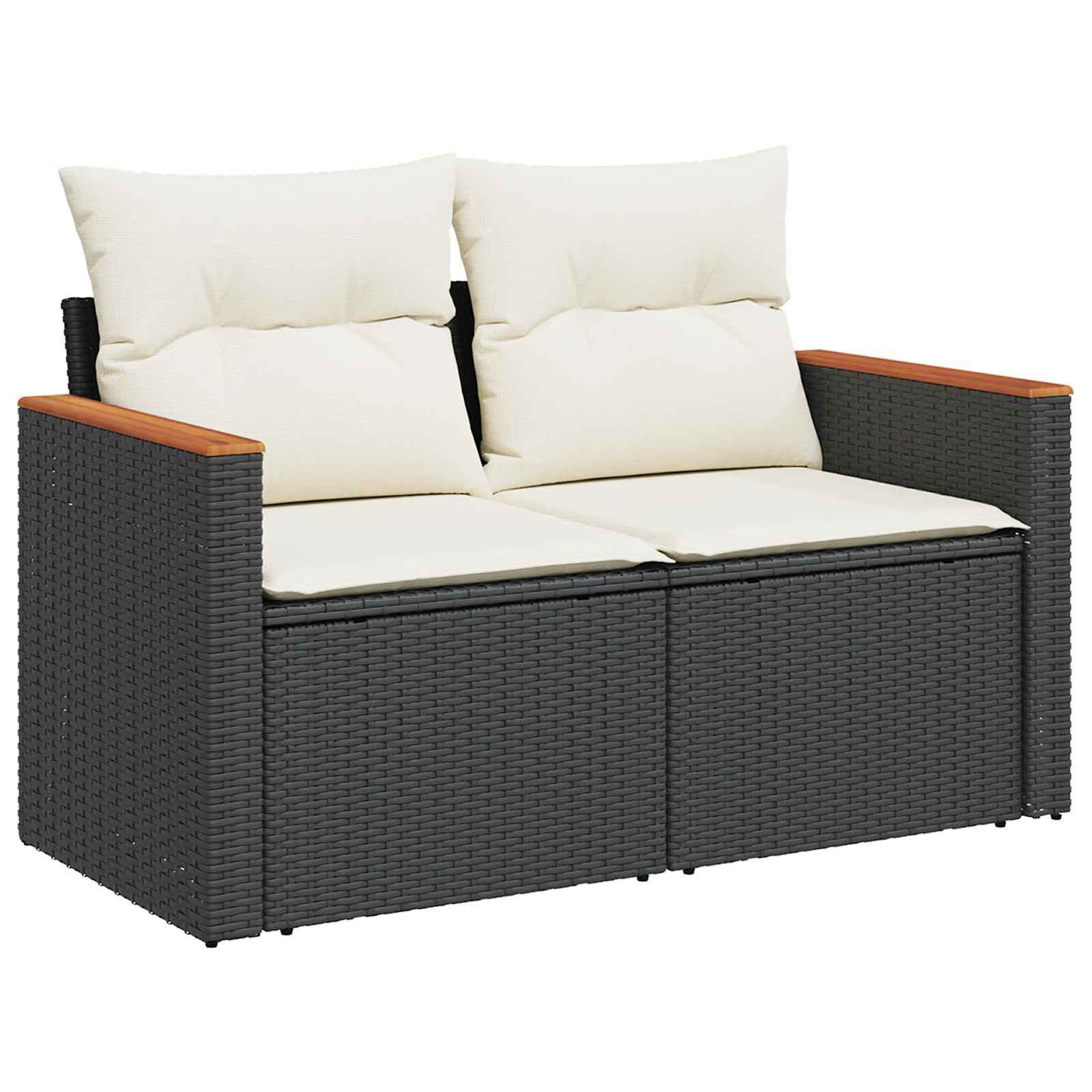 Gartensofa-set 10 pcs Schwarz Poly-Rattan