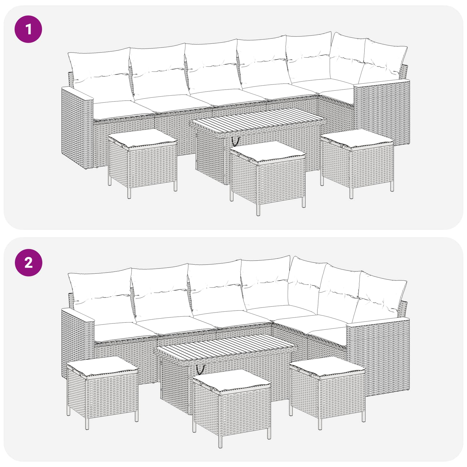 Gartensofa-set 10 pcs Schwarz Poly-Rattan