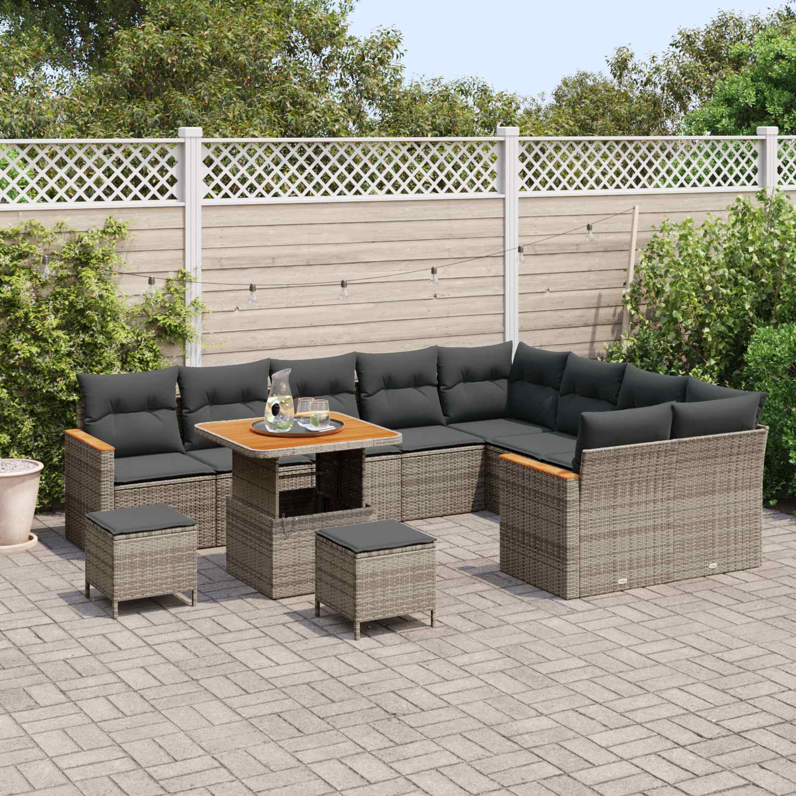 Gartensofa-set 12 pcs Grau Poly-Rattan