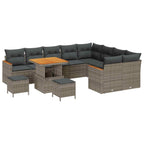 Gartensofa-set 12 pcs Grau Poly-Rattan