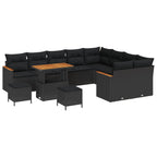 Gartensofa-set 12 pcs Schwarz Poly-Rattan