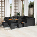Gartensofa-set 13 pcs Schwarz Poly-Rattan