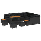 Gartensofa-set 13 pcs Schwarz Poly-Rattan