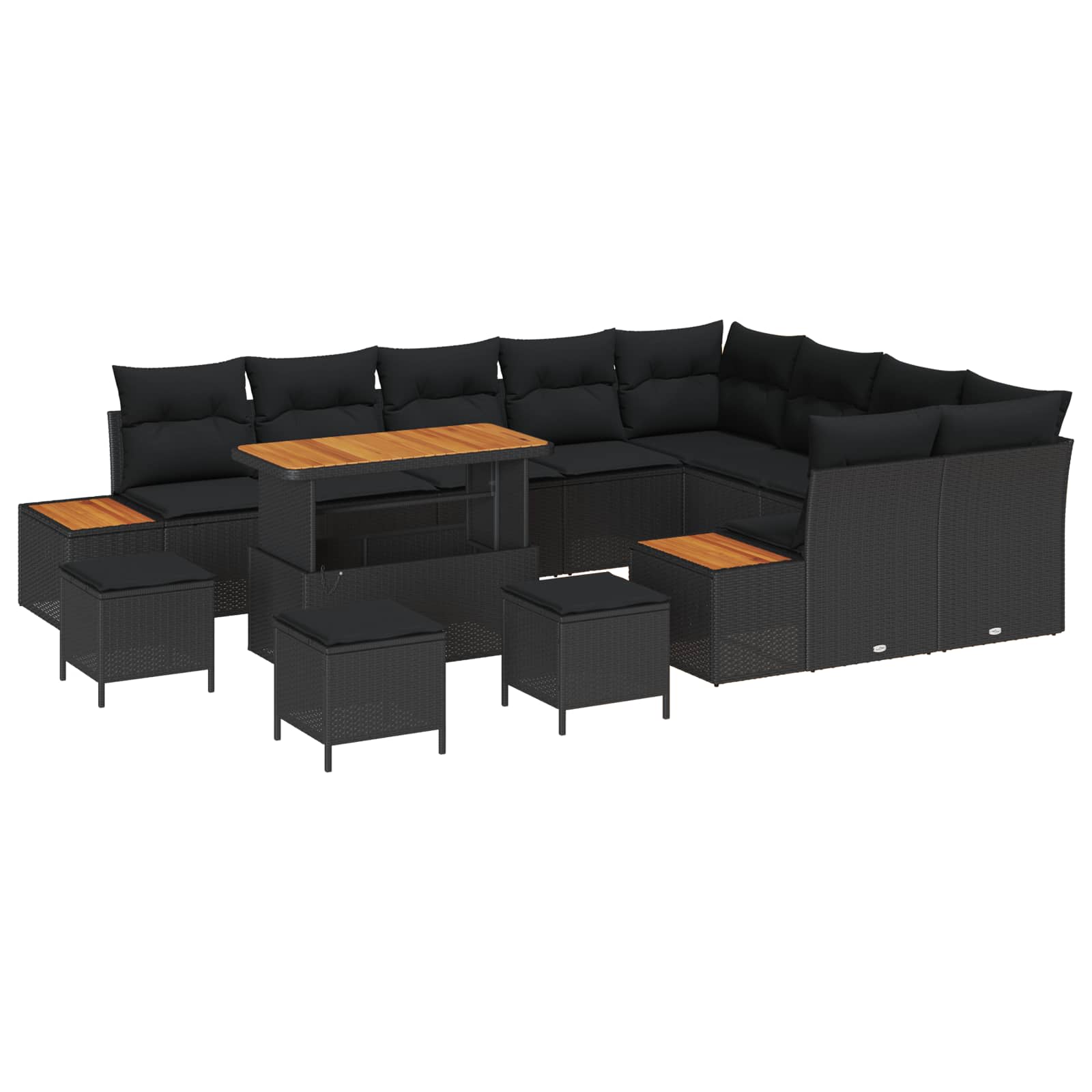 Gartensofa-set 13 pcs Schwarz Poly-Rattan