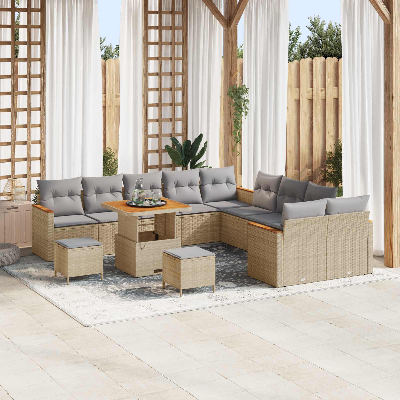 Gartensofa-set 13 pcs Beige Poly-Rattan