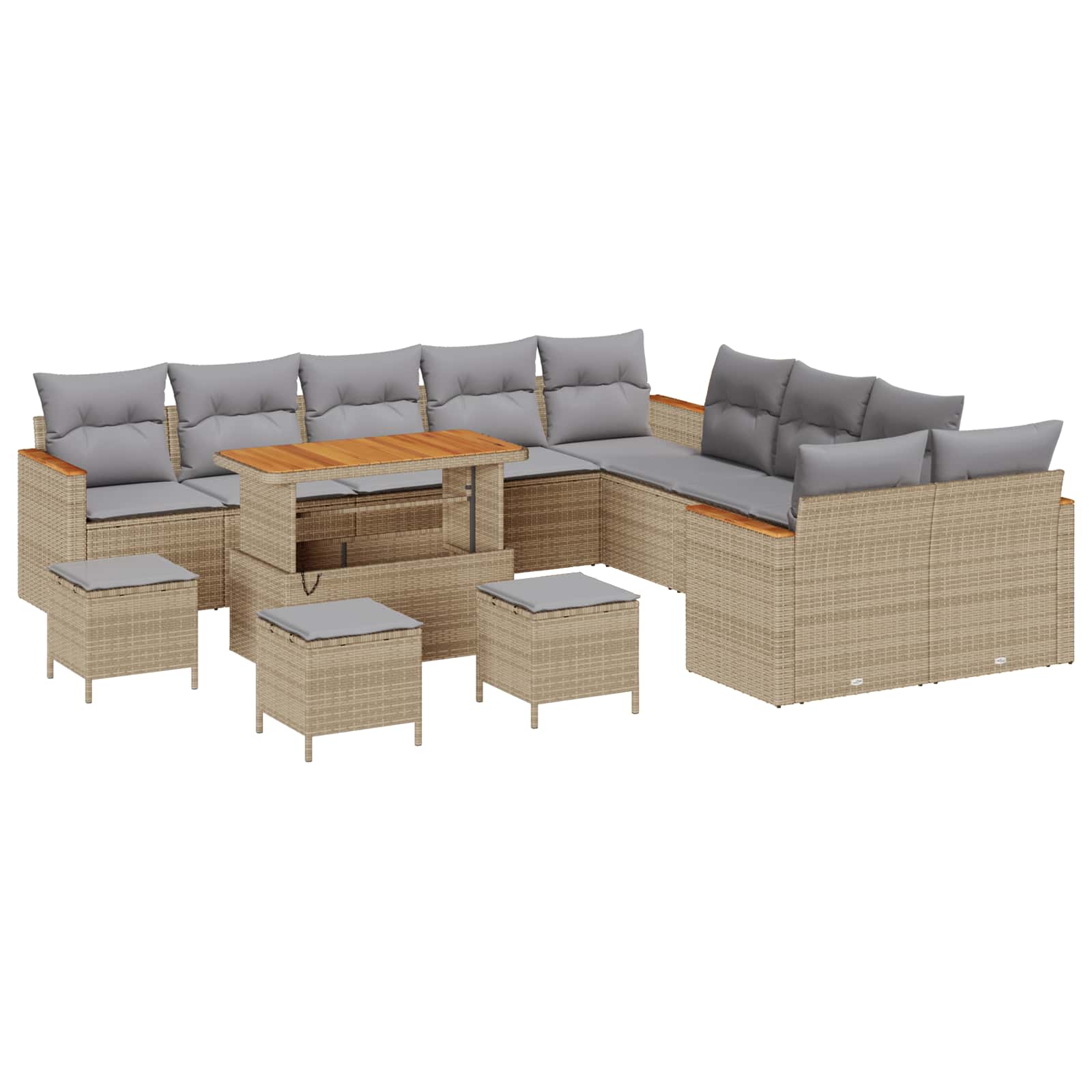 Gartensofa-set 14 pcs Beige Poly-Rattan