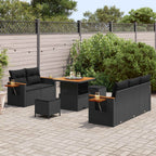 Gartensofa-set 8 pcs Schwarz Poly-Rattan