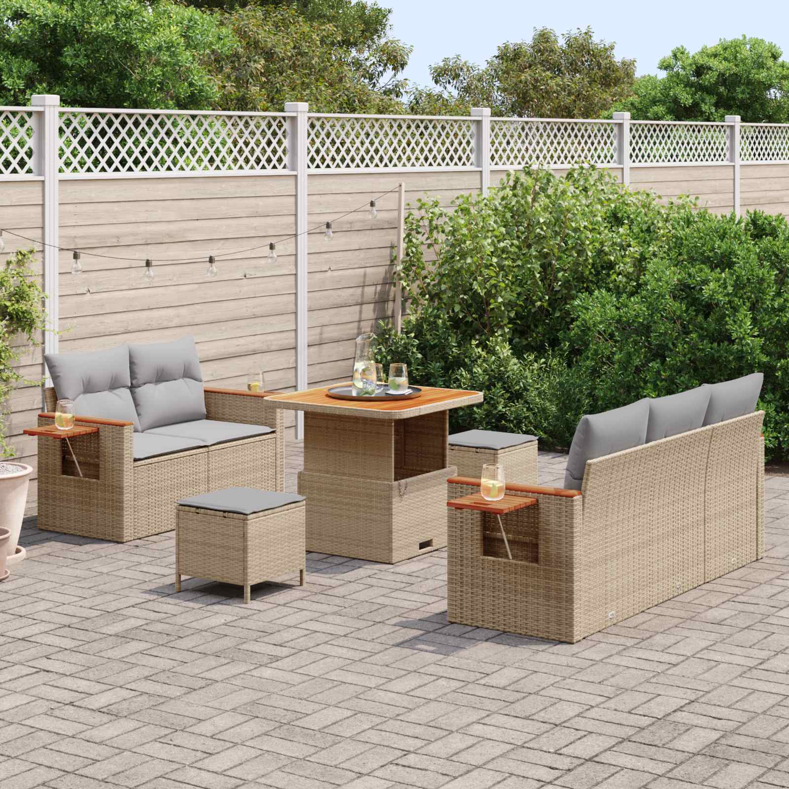 Gartensofa-set 8 pcs Beige Poly-Rattan