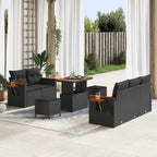 Gartensofa-set 8 pcs Schwarz Poly-Rattan